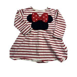 Baby GAP Disney Dress Girls Size 3 Minnie Mouse Applique Stripe Peplum